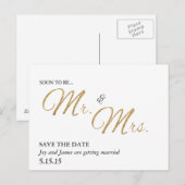 Binnenkort te zijn Mr & Mrs Save the Date Briefkaa Aankondigingskaart (Voorkant / Achterkant)