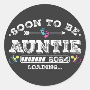 Binnenkort te zijn tante 2024 Laden Ronde Sticker
