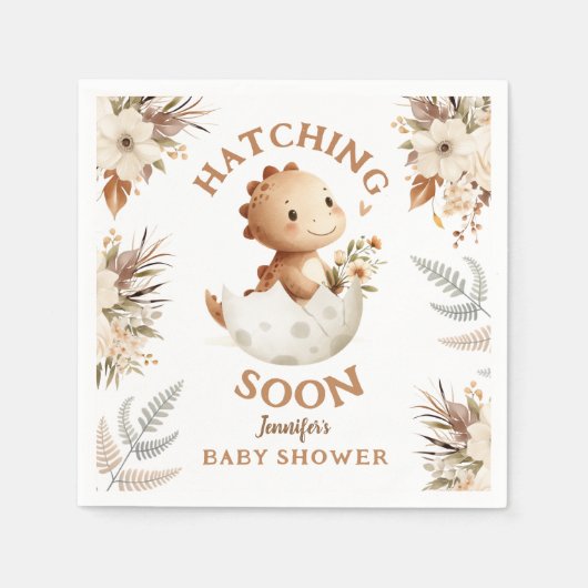 Binnenkort uitkomen! Boho Neutral Dinosaur-Baby sh Servet (Voorkant)