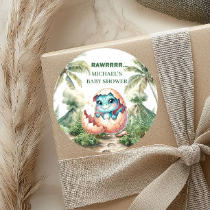 Binnenkort Uitkomend Baby Shower Stickers Dino The