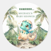 Binnenkort Uitkomende Stickers Baby Dino Douche De (Voorkant)