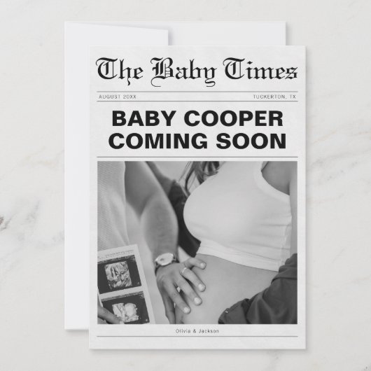 Binnenkort verschijnt Funny Newspaper zwangerschap Aankondiging (Voorkant)