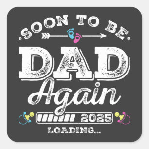 Binnenkort weer papa 2025 aan het laden vierkante sticker