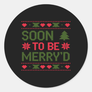 Binnenkort zijn vrolijke verloofde koppels kerst ronde sticker