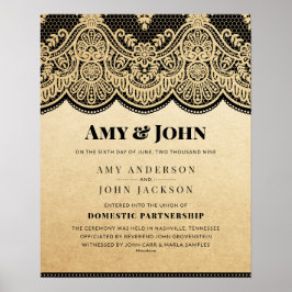 "Binnenlands Partnerschap" Lace Wedding Certifiate Poster