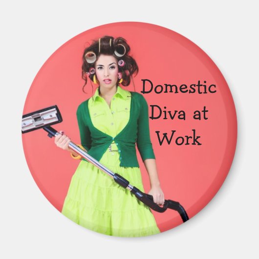 Binnenlandse Diva op het werk Afbeelding Magnet Magneet (Voorkant)