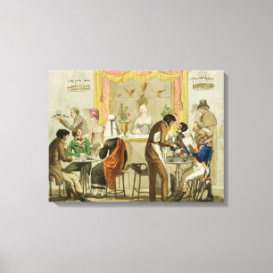 Binnenlandse Zaken van een Koffiehuis, café. voor Canvas Afdruk