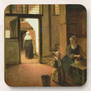 Binnenlandse Zaken van een Nederlands huis (olie o Bier Onderzetter