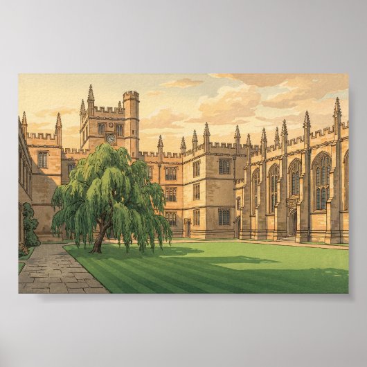 Binnenplaats aan de Universiteit van Oxford Poster (Voorkant)