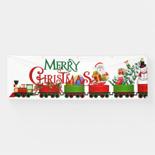 Binnenshuis aangepaste banner-Merry-kersttrein Spandoek