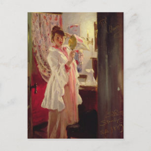 Binnenshuis met de vrouw van de kunstenaar, 1889 briefkaart