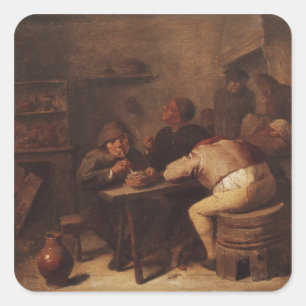 Binnenshuis met rokers vierkante sticker