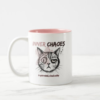 Binnenste Chaos - Artistieke Kat Illustratie Koffi Tweekleurige Koffiemok