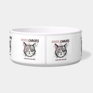 Binnenste Chaos - Artistieke Kat Illustratie Koffi Voerbakje