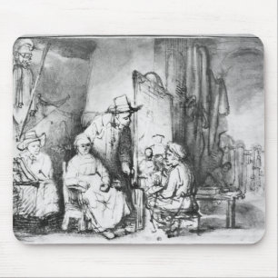 Binnenste studio met schilderschilderij muismat