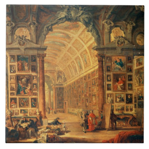 Binnenste Uitzicht van de Galerie Colonna, Rome (o Tegeltje
