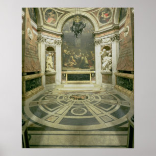 Binnenste uitzicht van de octagonale Chigi Chapel Poster