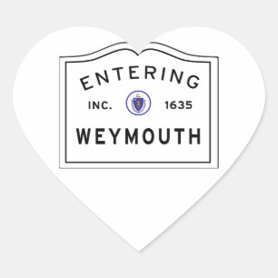 Binnenvaren van de stad Weymouth MA Hart Sticker