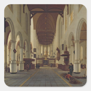 Binnenzijde van de buitenste kerk, Delft, c.1660-7 Vierkante Sticker