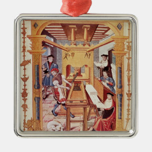 Binnenzijde van een drukkerij van de 16e eeuw metalen ornament