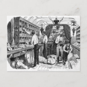 Binnenzijde van een Franse spoorwegwagon Briefkaart