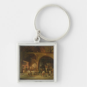 Binnenzijde van een Ironworks, 1850 (olie op doek) Sleutelhanger