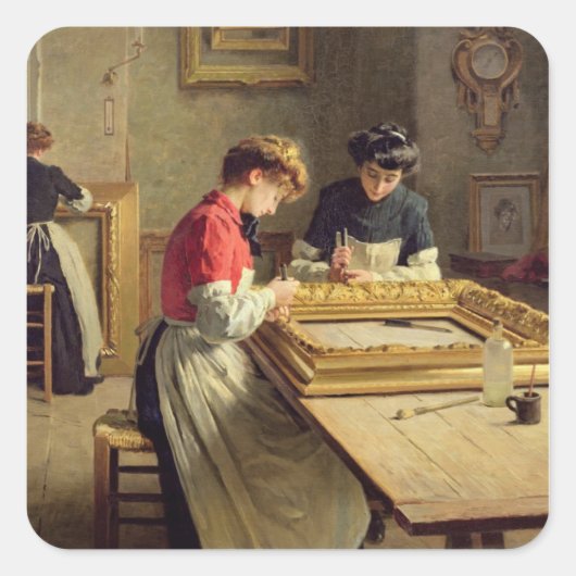 Binnenzijde van een Lijst Gilding Workshop Vierkante Sticker (Voorkant)