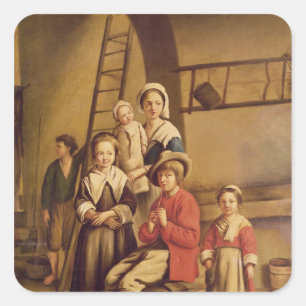 Binnenzijde van een schuur vierkante sticker
