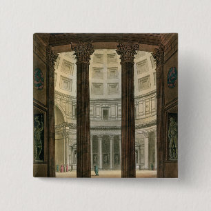Binnenzijde van het Pantheon, Rome, van Le Costume Vierkante Button 5,1 Cm