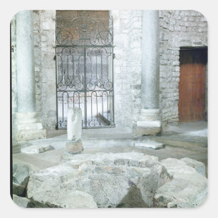 Binnenzijde van octagonale baptistery van kathedra vierkante sticker