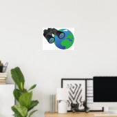 Binocles en Poster op aarde (Thuiskantoor)