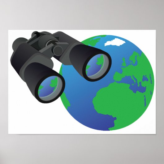 Binocles en Poster op aarde (Voorkant)