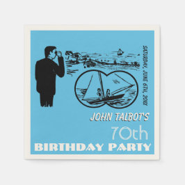 Binocles Sailboat 70th Birthday Party P Napkin Servet