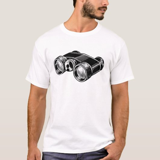 Binocles Vintage Illustratie Mannen Shirt (Voorkant)