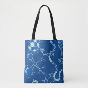 Bio/chemie - Spectrum Blue Atom tweezijdig design Draagtas
