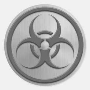 Bio Hazard Circle met Roestvrijstalen effect Ronde Sticker