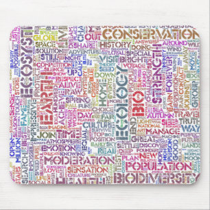 Bio Nuage Mots Tekst Motief Biodiversiteitspatroon Muismat