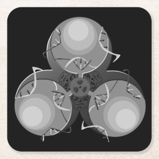 Biogevaar bij dodelijke virussen vierkante kartonnen onderzetter