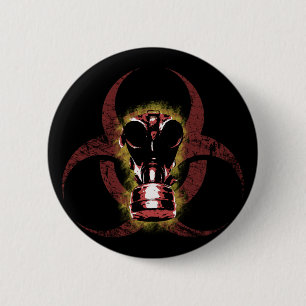 Biogevaarlijk gasmasker ronde button 5,7 cm