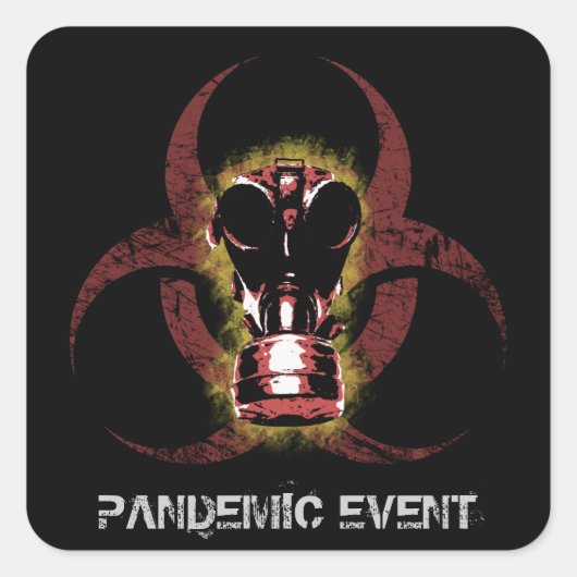 Biogevaarlijk gasmasker vierkante sticker (Voorkant)