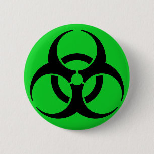 Biohazard Symbool Ronde Button 5,7 Cm