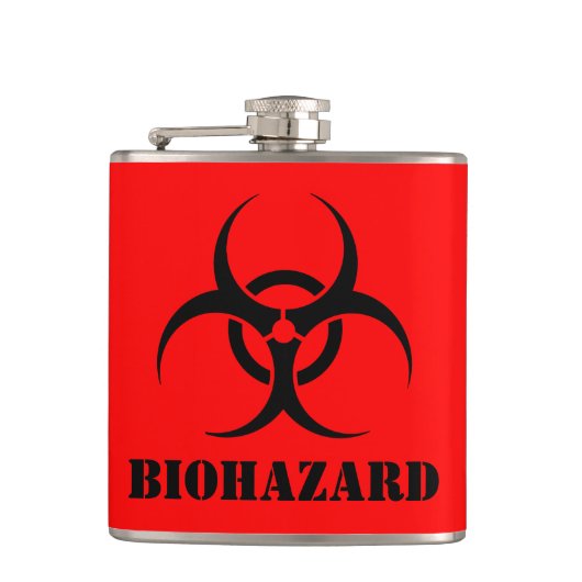 BIOHAZARD Symbool Waarschuwing Label Halloween Pro Heupfles (Voorkant)