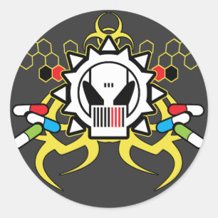 Biohazard Tech Skull Ronde Sticker