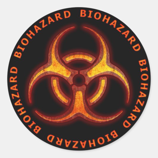 Biohazard Zombie Waarschuwing Ronde Sticker (Voorkant)