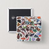 Biologie, Biologie De studie van het leven. Vierkante Button 5,1 Cm (Voorkant /achterkant)