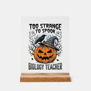 Biologie Leraar Halloween Shirt Griezelige Pompoen Acryl Bord
