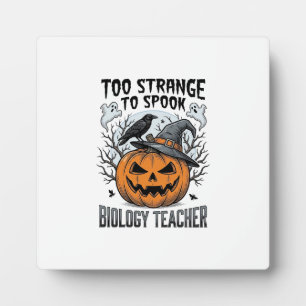 Biologie Leraar Halloween Shirt Griezelige Pompoen Fotoplaat