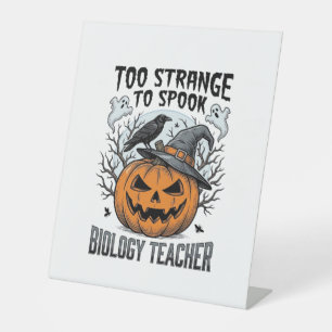 Biologie Leraar Halloween Shirt Griezelige Pompoen Reclamebord Met Voetstuk