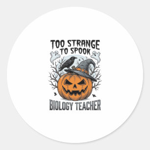 Biologie Leraar Halloween Shirt Griezelige Pompoen Ronde Sticker