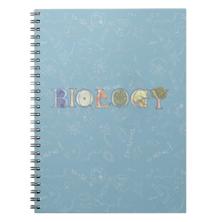 Biologiediagram en typografie blauw notitieboek